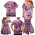 Vintage Bula Fiji Personalised Family Matching Mermaid Dress and Hawaiian Shirt Pink Hibiscus Tapa Pattern