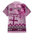 Vintage Bula Fiji Personalised Family Matching Short Sleeve Bodycon Dress and Hawaiian Shirt Pink Hibiscus Tapa Pattern