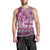 Vintage Bula Fiji Personalised Men Tank Top Pink Hibiscus Tapa Pattern