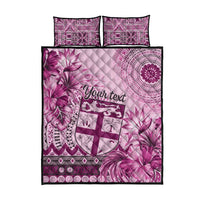 Vintage Bula Fiji Personalised Quilt Bed Set Pink Hibiscus Tapa Pattern LT9 - Polynesian Pride
