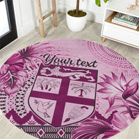 Vintage Bula Fiji Personalised Round Carpet Pink Hibiscus Tapa Pattern LT9 Pink - Polynesian Pride