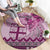 Vintage Bula Fiji Personalised Round Carpet Pink Hibiscus Tapa Pattern