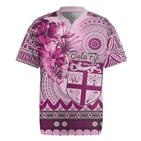 Vintage Bula Fiji Personalised Rugby Jersey Pink Hibiscus Tapa Pattern LT9 Pink - Polynesian Pride