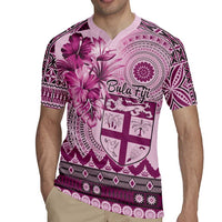 Vintage Bula Fiji Personalised Rugby Jersey Pink Hibiscus Tapa Pattern LT9 - Polynesian Pride
