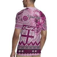 Vintage Bula Fiji Personalised Rugby Jersey Pink Hibiscus Tapa Pattern LT9 - Polynesian Pride