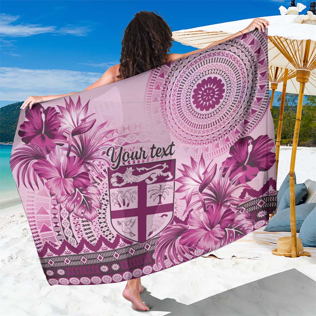 Vintage Bula Fiji Personalised Sarong Pink Hibiscus Tapa Pattern LT9 One Size 44 x 66 inches Pink - Polynesian Pride