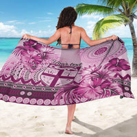 Vintage Bula Fiji Personalised Sarong Pink Hibiscus Tapa Pattern LT9 - Polynesian Pride