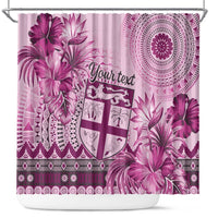 Vintage Bula Fiji Personalised Shower Curtain Pink Hibiscus Tapa Pattern LT9 Pink - Polynesian Pride