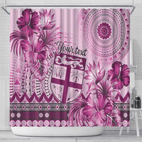 Vintage Bula Fiji Personalised Shower Curtain Pink Hibiscus Tapa Pattern LT9 - Polynesian Pride