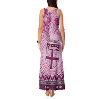 Vintage Bula Fiji Personalised Tank Maxi Dress Pink Hibiscus Tapa Pattern LT9 - Polynesian Pride