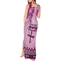 Vintage Bula Fiji Personalised Tank Maxi Dress Pink Hibiscus Tapa Pattern LT9 - Polynesian Pride