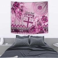 Vintage Bula Fiji Personalised Tapestry Pink Hibiscus Tapa Pattern LT9 - Polynesian Pride