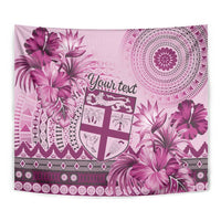 Vintage Bula Fiji Personalised Tapestry Pink Hibiscus Tapa Pattern LT9 - Polynesian Pride