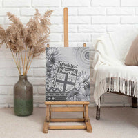 Vintage Bula Fiji Personalised Canvas Wall Art Beige Hibiscus Tapa Pattern LT9 - Polynesian Pride