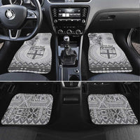 Vintage Bula Fiji Personalised Car Mats Beige Hibiscus Tapa Pattern LT9 Set 4pcs White - Polynesian Pride
