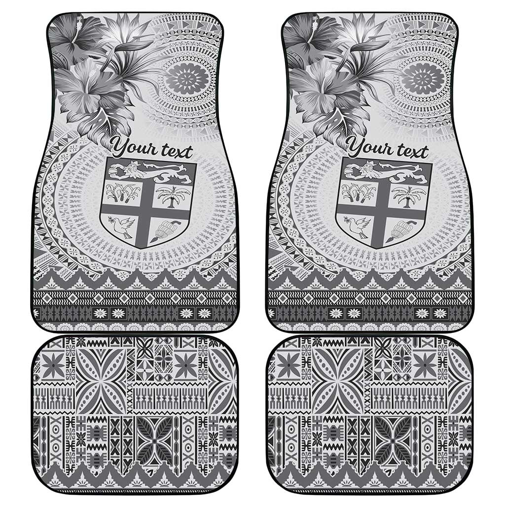 Vintage Bula Fiji Personalised Car Mats Beige Hibiscus Tapa Pattern LT9 - Polynesian Pride