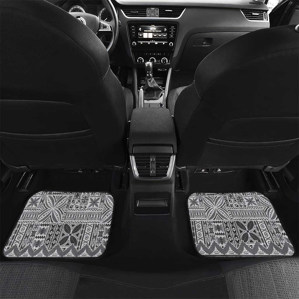Vintage Bula Fiji Personalised Car Mats Beige Hibiscus Tapa Pattern LT9 Set 2pcs - Back White - Polynesian Pride