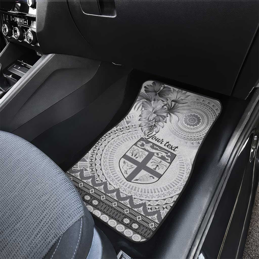 Vintage Bula Fiji Personalised Car Mats Beige Hibiscus Tapa Pattern LT9 - Polynesian Pride