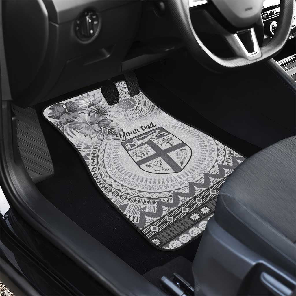 Vintage Bula Fiji Personalised Car Mats Beige Hibiscus Tapa Pattern LT9 - Polynesian Pride