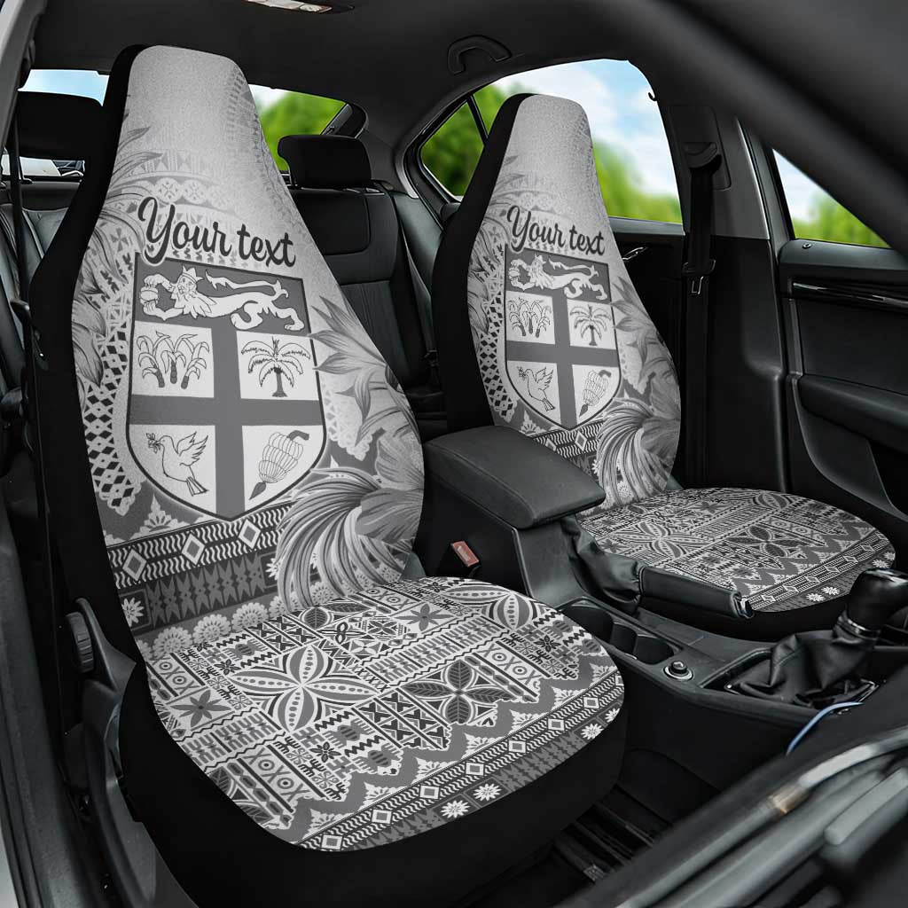 Vintage Bula Fiji Personalised Car Seat Cover Beige Hibiscus Tapa Pattern LT9 One Size White - Polynesian Pride