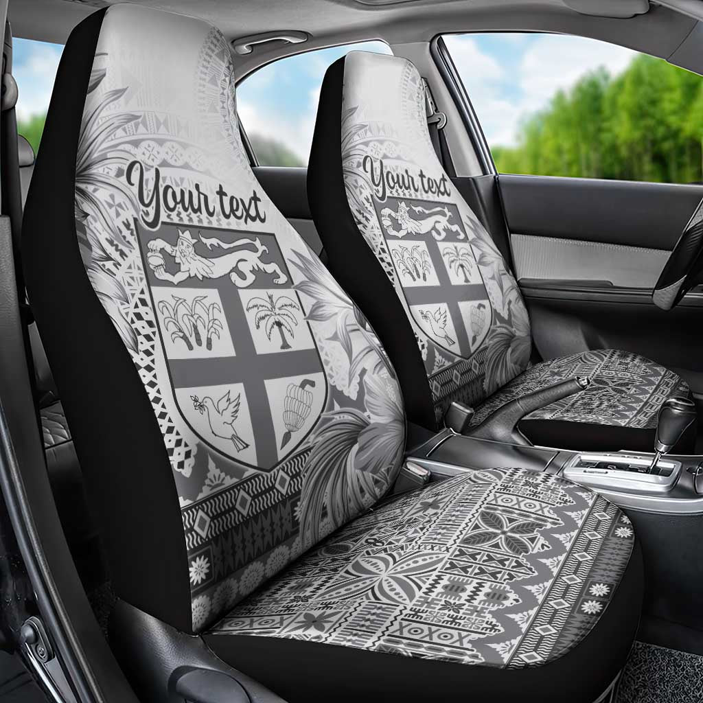 Vintage Bula Fiji Personalised Car Seat Cover Beige Hibiscus Tapa Pattern LT9 - Polynesian Pride
