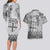 Vintage Bula Fiji Personalised Couples Matching Long Sleeve Bodycon Dress and Hawaiian Shirt Beige Hibiscus Tapa Pattern