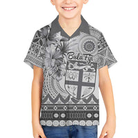 Vintage Bula Fiji Personalised Kid Hawaiian Shirt Beige Hibiscus Tapa Pattern LT9 Kid White - Polynesian Pride