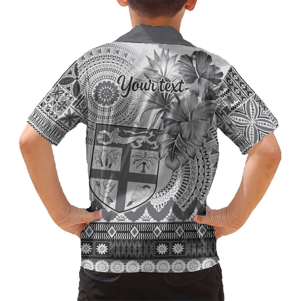 Vintage Bula Fiji Personalised Kid Hawaiian Shirt Beige Hibiscus Tapa Pattern LT9 - Polynesian Pride