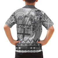 Vintage Bula Fiji Personalised Kid Hawaiian Shirt Beige Hibiscus Tapa Pattern LT9 - Polynesian Pride