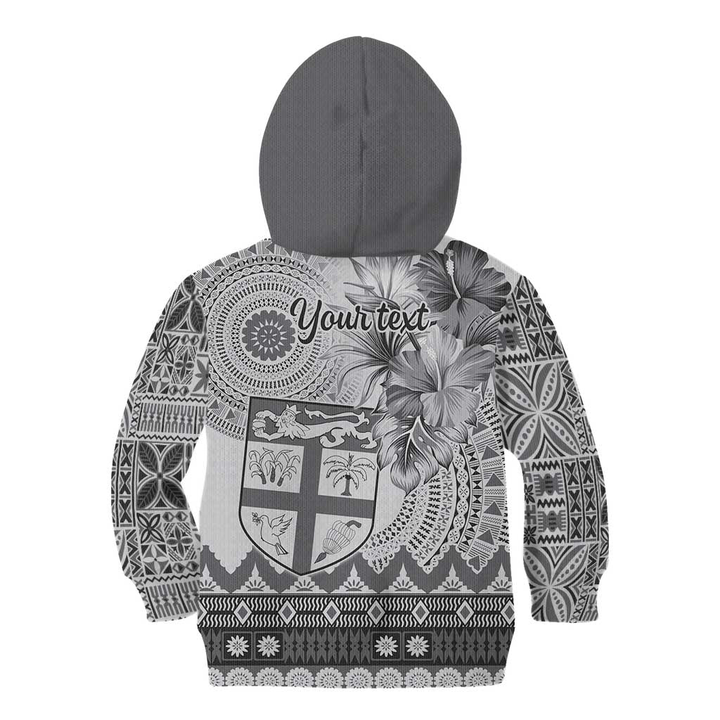 Vintage Bula Fiji Personalised Kid Hoodie Beige Hibiscus Tapa Pattern LT9 - Polynesian Pride
