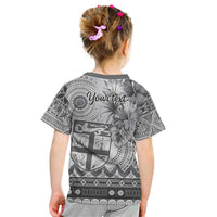 Vintage Bula Fiji Personalised Kid T Shirt Beige Hibiscus Tapa Pattern LT9 - Polynesian Pride