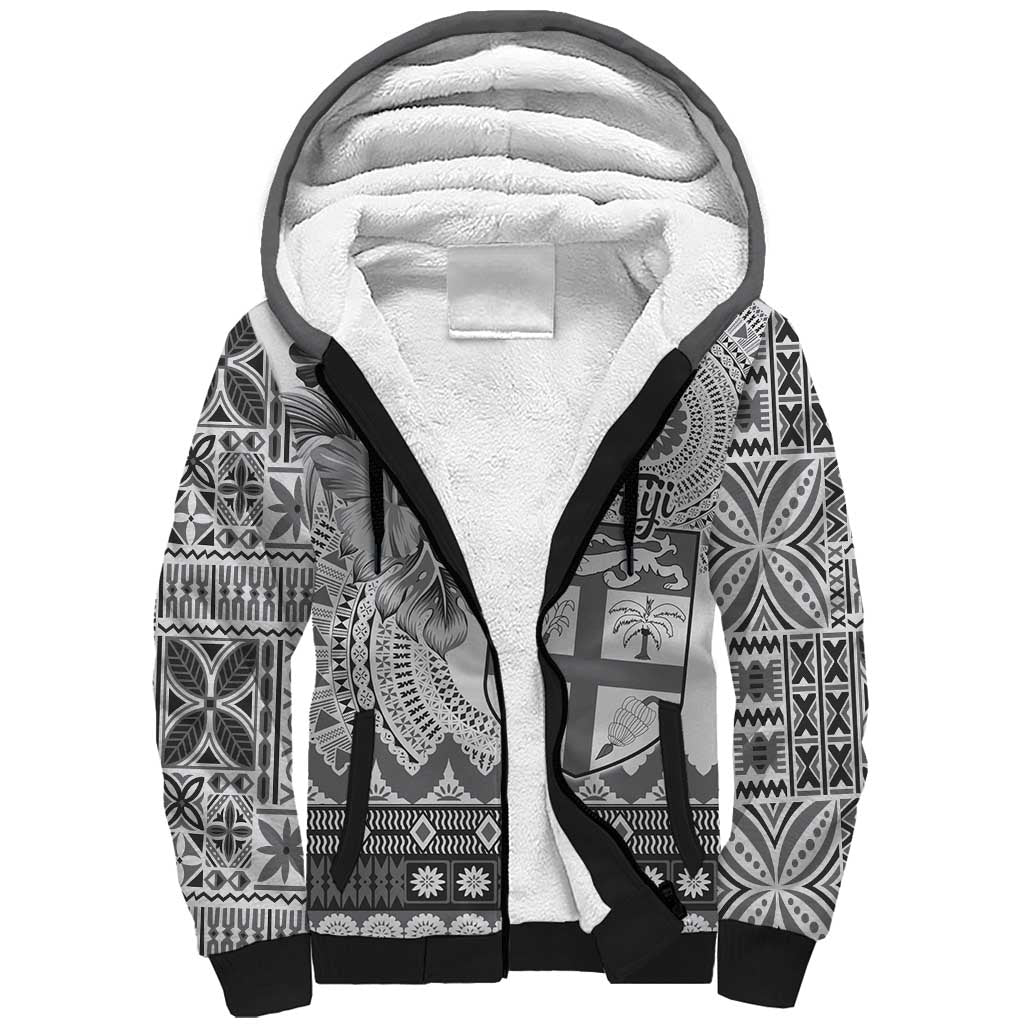 Vintage Bula Fiji Personalised Sherpa Hoodie Beige Hibiscus Tapa Pattern LT9 Unisex White - Polynesian Pride
