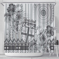 Vintage Bula Fiji Personalised Shower Curtain Beige Hibiscus Tapa Pattern LT9 - Polynesian Pride