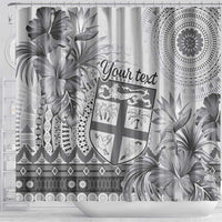Vintage Bula Fiji Personalised Shower Curtain Beige Hibiscus Tapa Pattern LT9 - Polynesian Pride