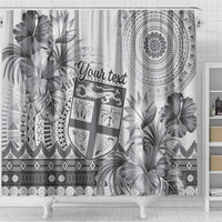 Vintage Bula Fiji Personalised Shower Curtain Beige Hibiscus Tapa Pattern LT9 - Polynesian Pride