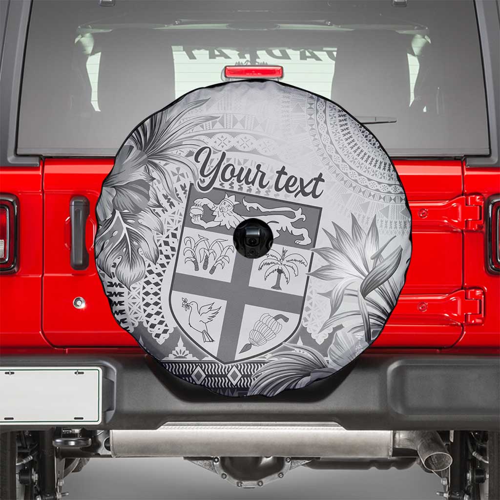 Vintage Bula Fiji Personalised Spare Tire Cover Beige Hibiscus Tapa Pattern LT9 - Polynesian Pride
