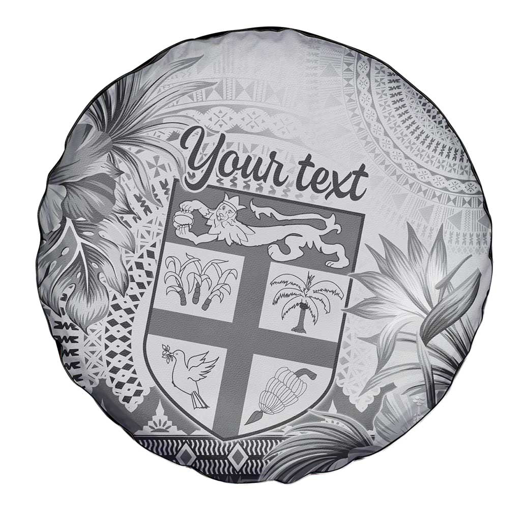 Vintage Bula Fiji Personalised Spare Tire Cover Beige Hibiscus Tapa Pattern LT9 - Polynesian Pride