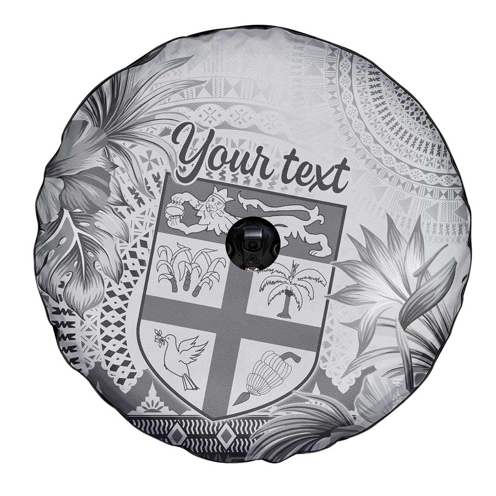Vintage Bula Fiji Personalised Spare Tire Cover Beige Hibiscus Tapa Pattern LT9 - Polynesian Pride
