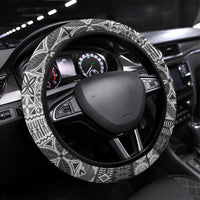 Vintage Bula Fiji Personalised Steering Wheel Cover Beige Hibiscus Tapa Pattern LT9 Universal Fit White - Polynesian Pride