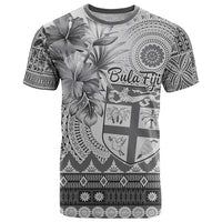 Vintage Bula Fiji Personalised T Shirt Beige Hibiscus Tapa Pattern LT9 White - Polynesian Pride