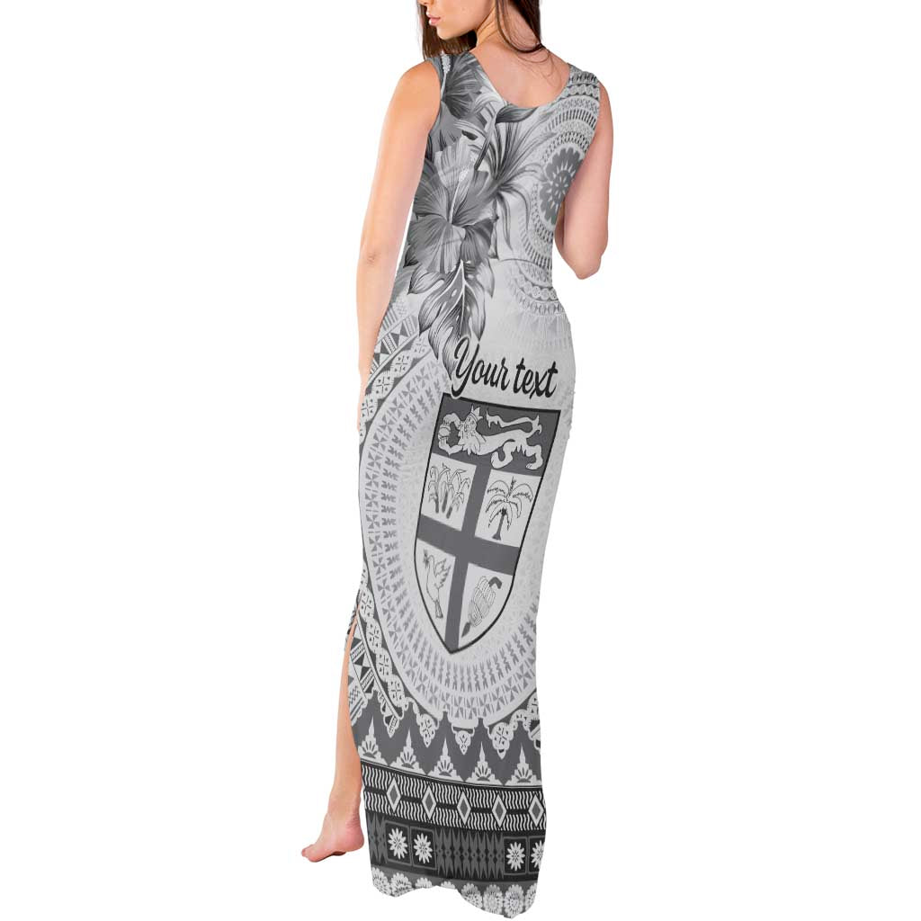 Vintage Bula Fiji Personalised Tank Maxi Dress Beige Hibiscus Tapa Pattern LT9 - Polynesian Pride