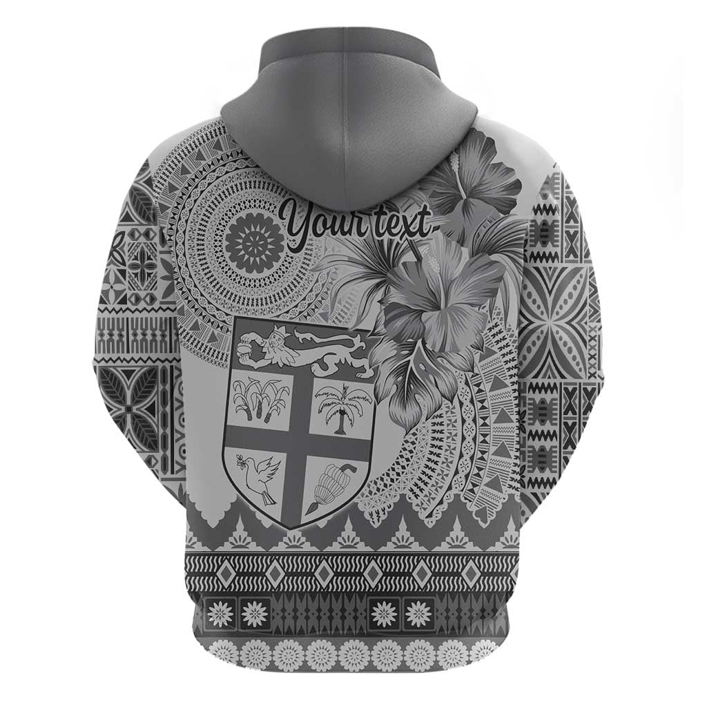 Vintage Bula Fiji Personalised Zip Hoodie Beige Hibiscus Tapa Pattern LT9 - Polynesian Pride