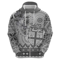 Vintage Bula Fiji Personalised Zip Hoodie Beige Hibiscus Tapa Pattern LT9 - Polynesian Pride