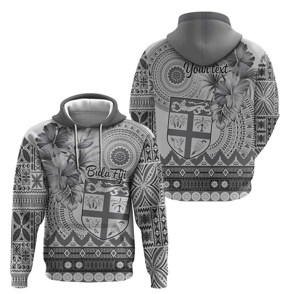 Vintage Bula Fiji Personalised Zip Hoodie Beige Hibiscus Tapa Pattern LT9 - Polynesian Pride