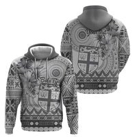 Vintage Bula Fiji Personalised Zip Hoodie Beige Hibiscus Tapa Pattern LT9 - Polynesian Pride