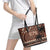 Personalised Bula Fiji 679 Leather Tote Bag Fijian Tagimoucia Masi Tapa Art