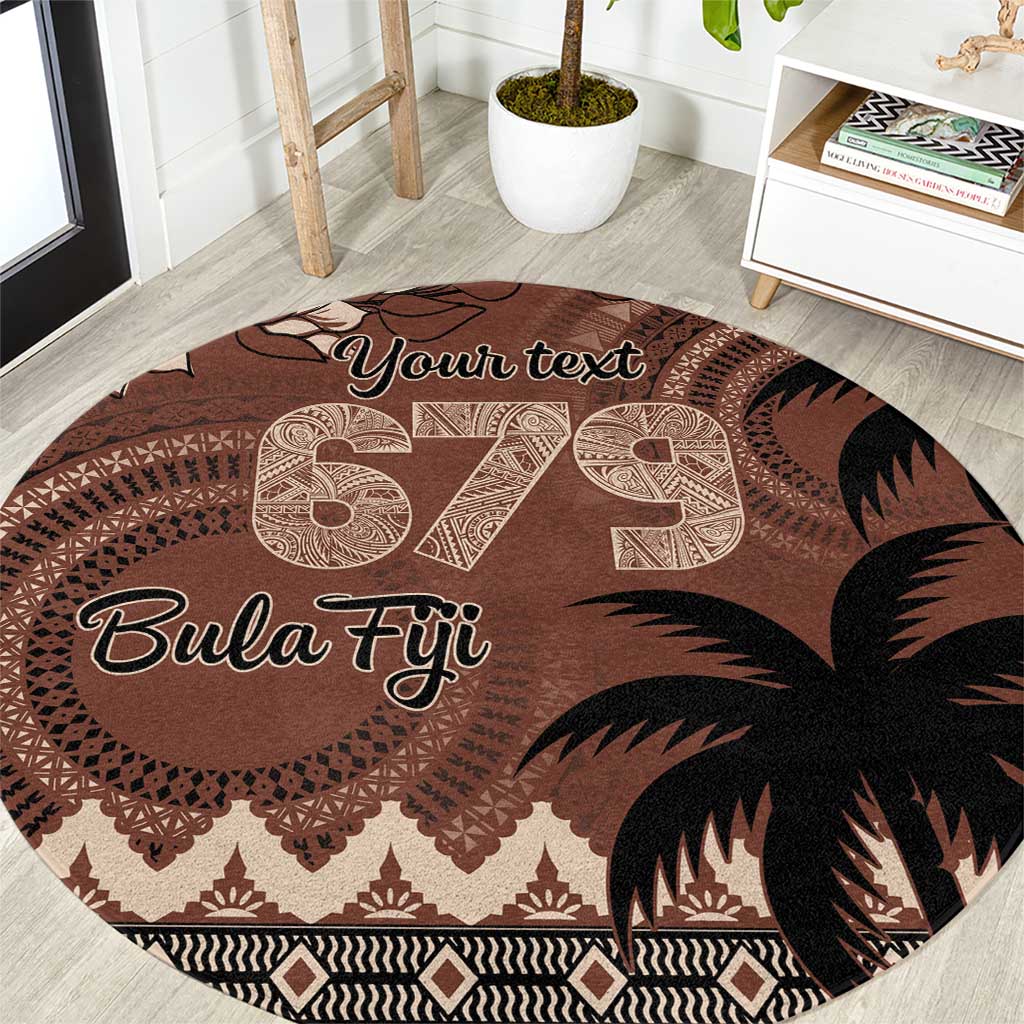 Personalised Bula Fiji 679 Round Carpet Fijian Tagimoucia Masi Tapa Art