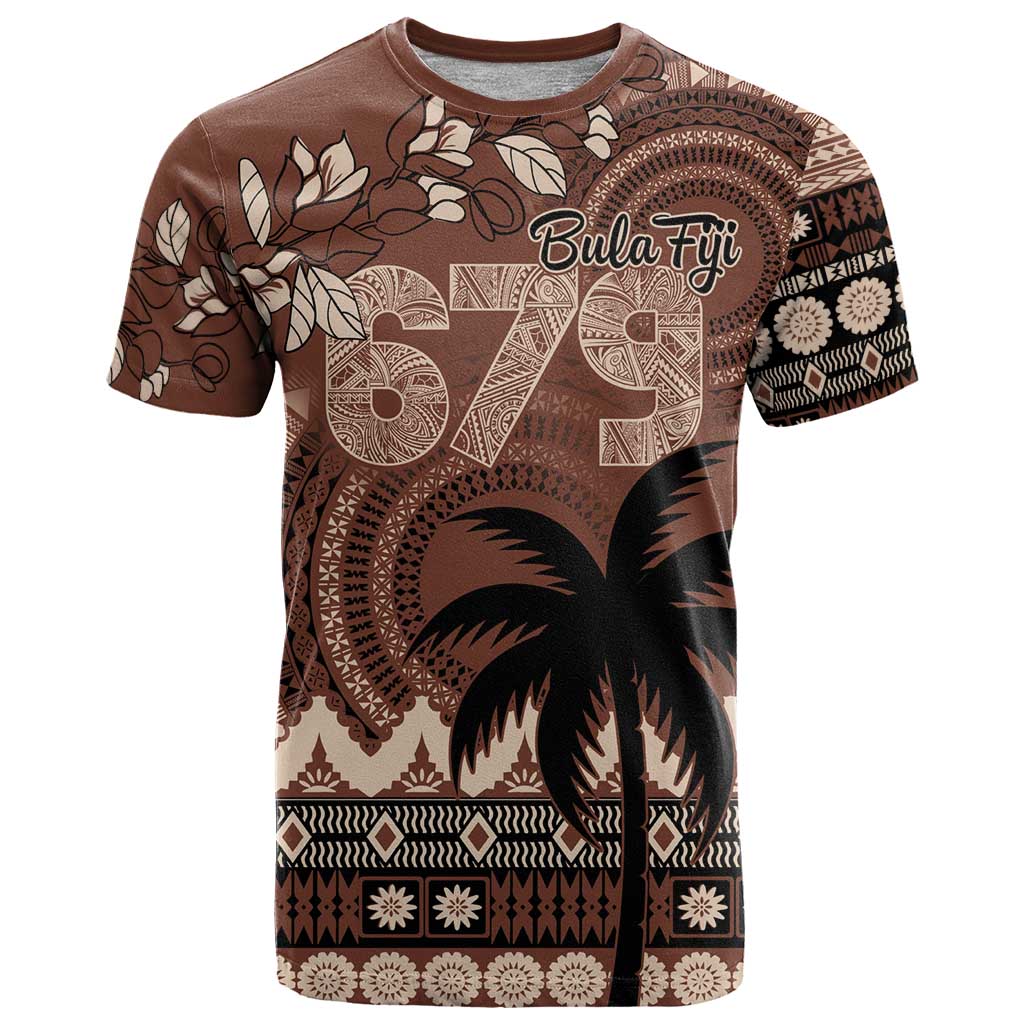 Personalised Bula Fiji 679 T Shirt Fijian Tagimoucia Masi Tapa Art LT9 Brown - Polynesian Pride