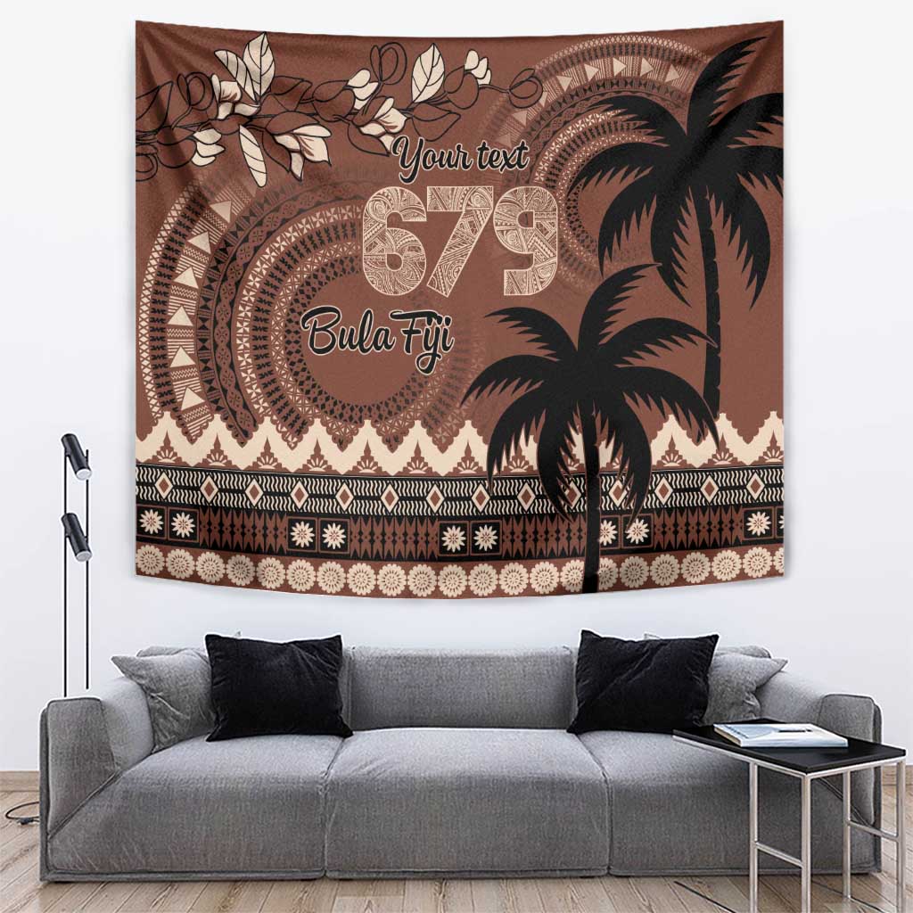 Personalised Bula Fiji 679 Tapestry Fijian Tagimoucia Masi Tapa Art LT9 Brown - Polynesian Pride