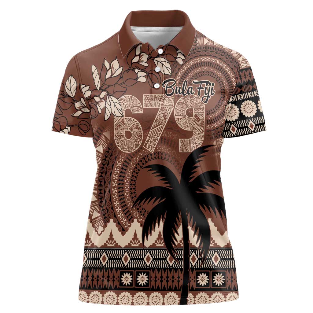 Personalised Bula Fiji 679 Women Polo Shirt Fijian Tagimoucia Masi Tapa Art